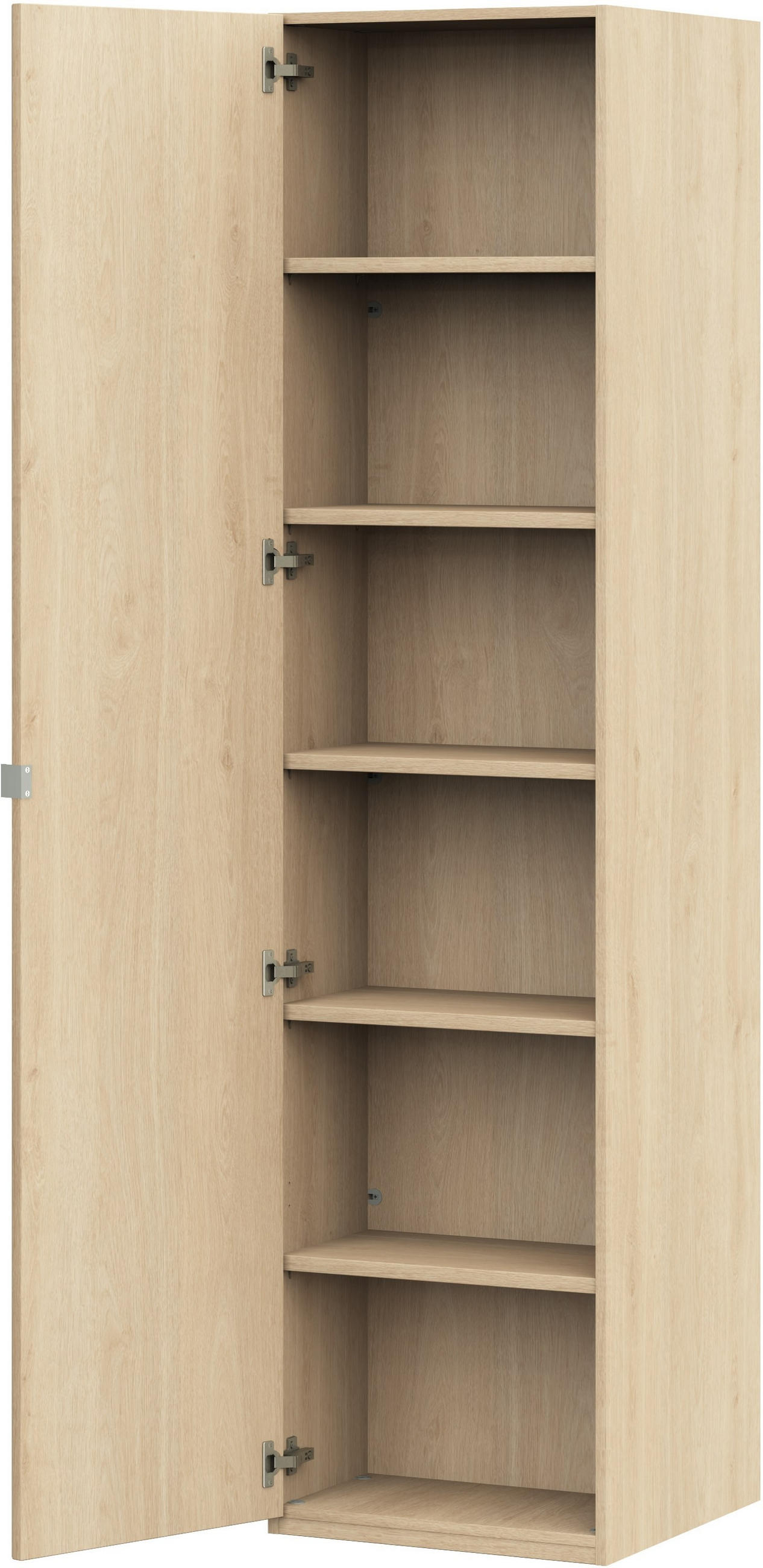 KLEIDERSCHRANK 1-türig Eichefarben  - Edelstahlfarben/Eichefarben, Design, Glas/Holzwerkstoff (51,3/213,6/59,3cm) - Cantus