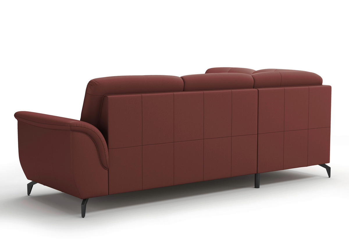 ECKSOFA ZORA E Rotbraun Echtleder  - Rotbraun/Schwarz, MODERN, Leder/Metall (212/244cm) - Sit & More