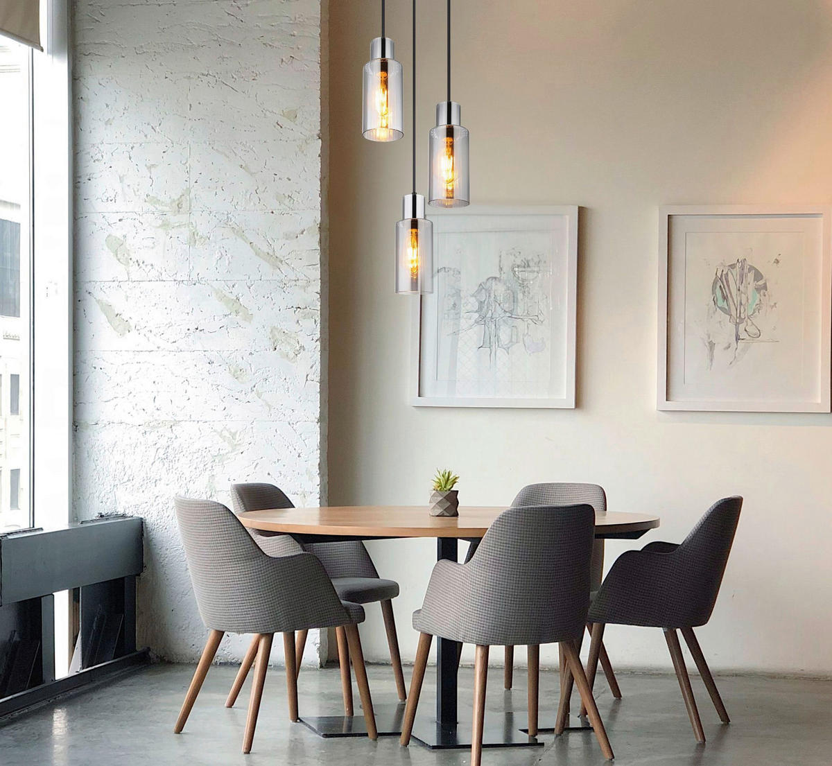 HÄNGLAMPA 32/120 cm  - svart, Basics, metall/glas (32/120cm) - Globo