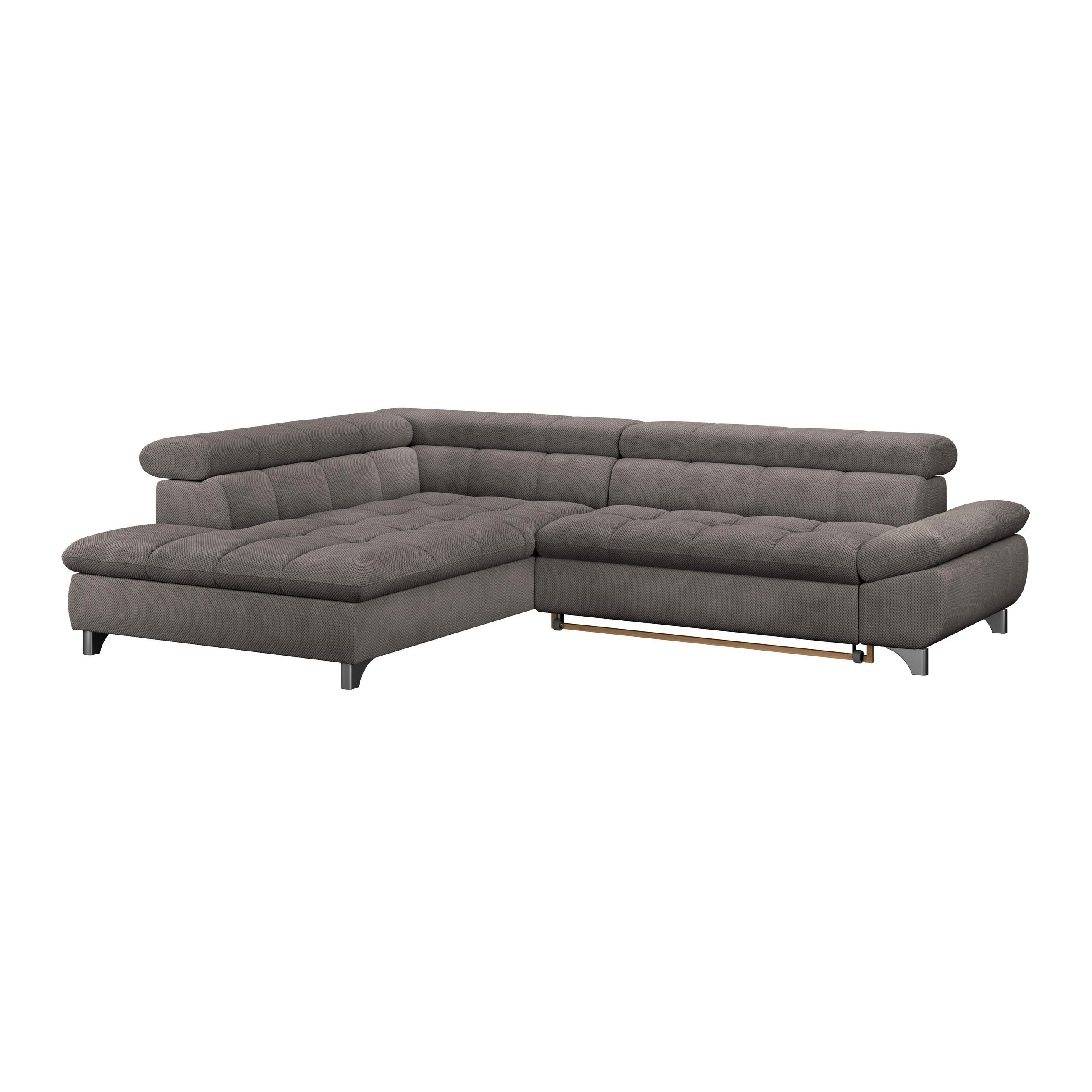 ECKSOFA Braun Chenille  - Chromfarben/Braun, KONVENTIONELL, Textil/Metall (234/312cm) - Livetastic