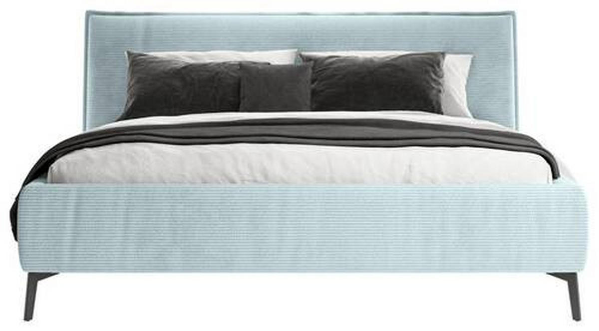 POLSTERBETT 180/200 cm  in Hellblau  - Schwarz/Hellblau, Design, Textil/Metall (180/200cm) - Lomoco