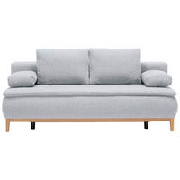 BOXSPRINGSOFA  mit Stoffauswahl, Schlafen auf Sitzhöhe Webstoff Hellgrau  - Eichefarben/Beige, Design, Holz/Textil (202/93/100cm) - Carryhome