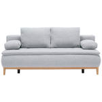 BOXSPRINGSOFA  mit Stoffauswahl, Schlafen auf Sitzhöhe Webstoff Hellgrau  - Eichefarben/Beige, Design, Holz/Textil (202/93/100cm) - Carryhome