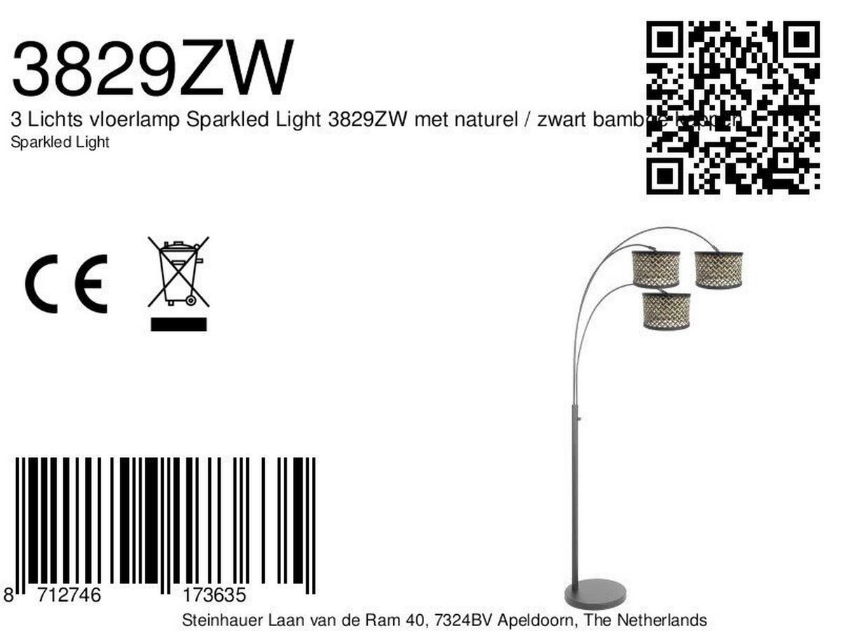 STEHLEUCHTE SPARKLED LIGHT 30/180/75 cm  - Schwarz/Braun, Trend, Naturmaterialien/Metall (30/180/75cm)