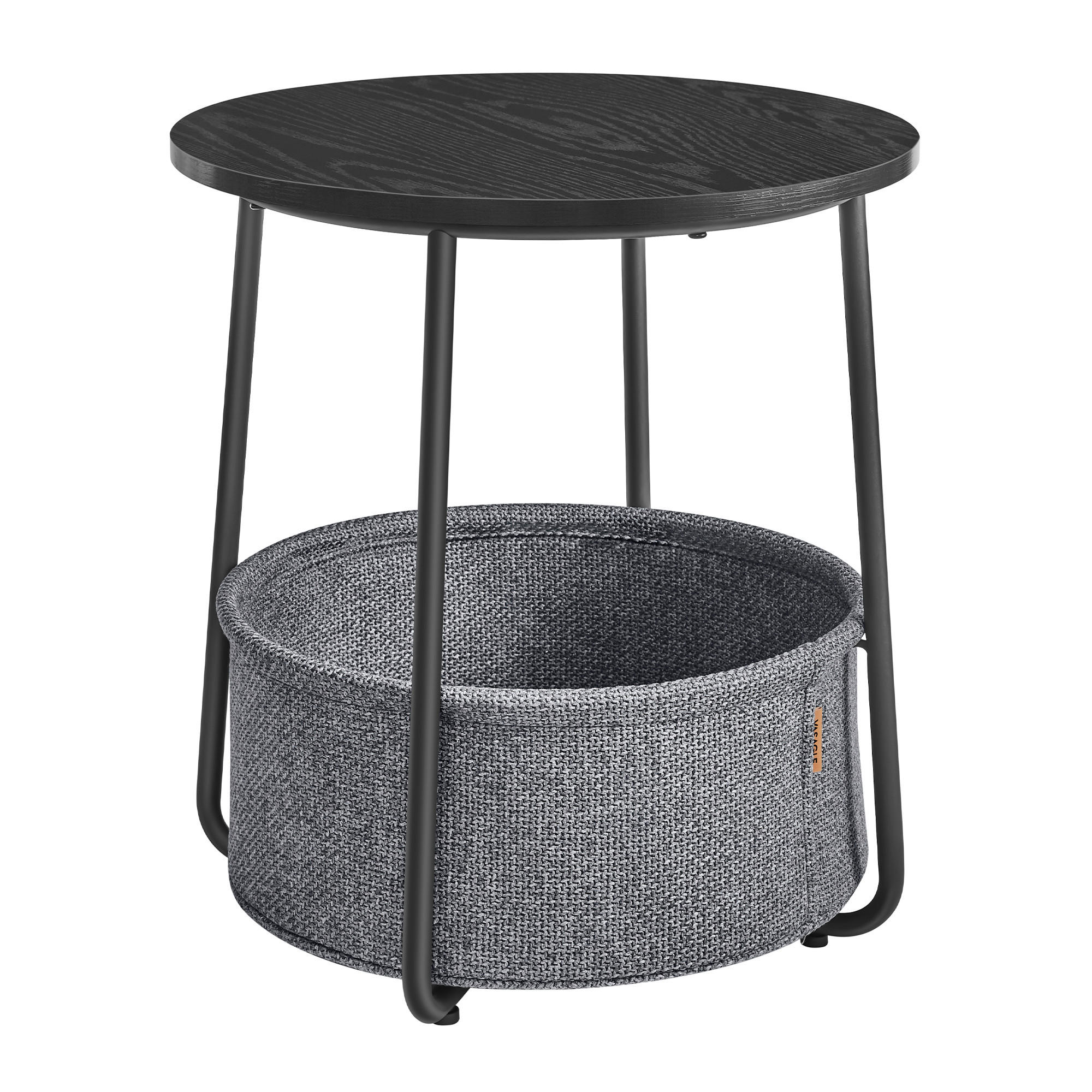 BEISTELLTISCH Grau, Schwarz rund  - Schwarz/Grau, Trend, Holzwerkstoff/Textil (45/50/45cm) - MID.YOU