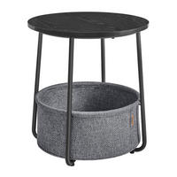 BEISTELLTISCH Grau, Schwarz rund  - Schwarz/Grau, Trend, Holzwerkstoff/Textil (45/50/45cm) - MID.YOU