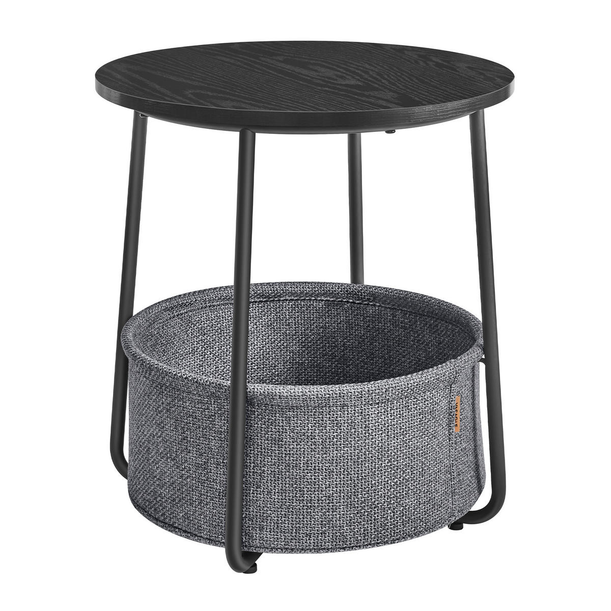 BEISTELLTISCH Grau, Schwarz rund  - Schwarz/Grau, Trend, Holzwerkstoff/Textil (45/50/45cm) - MID.YOU