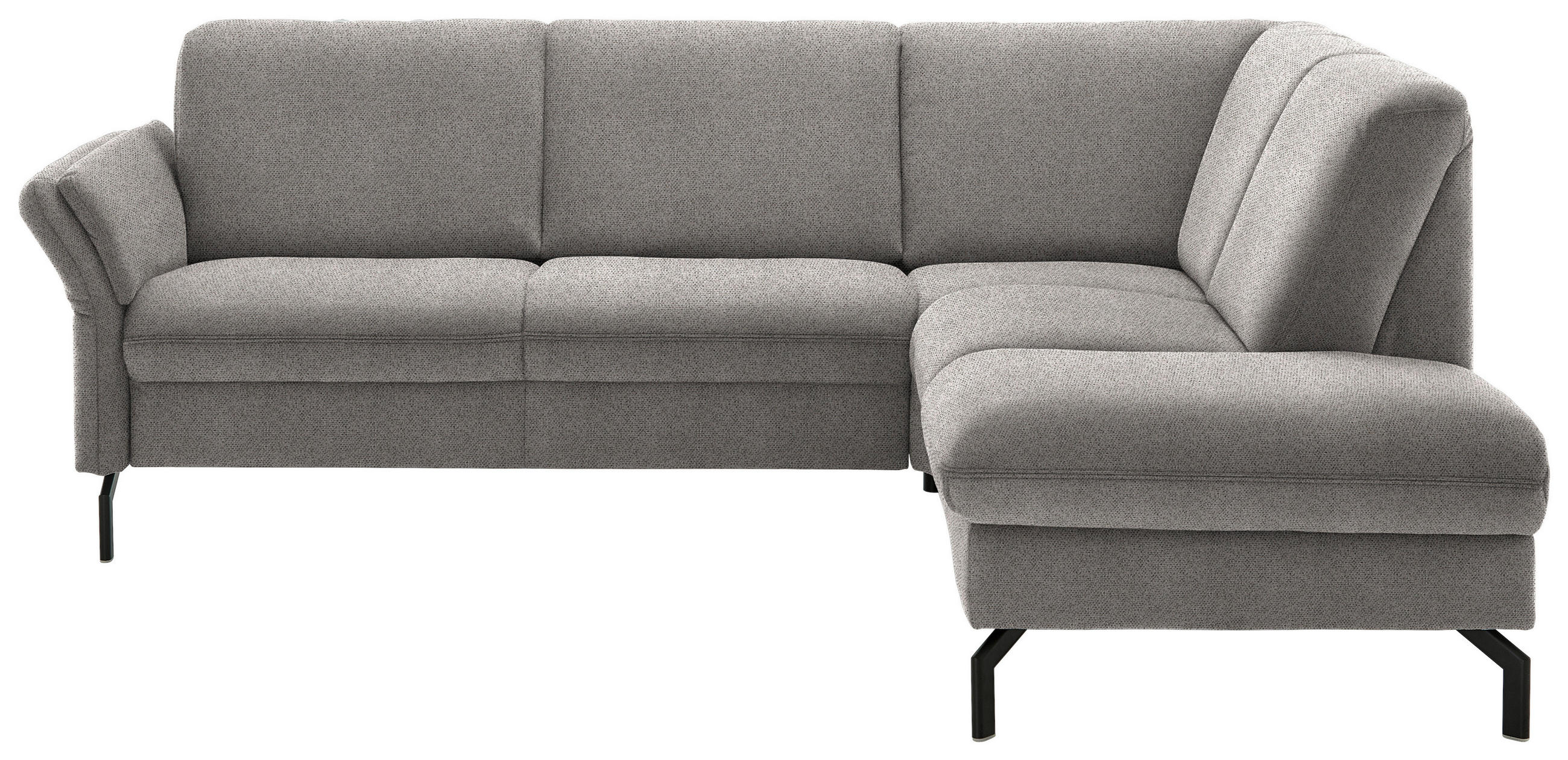 ECKSOFA in Flachgewebe Graubraun  - Graubraun/Schwarz, Konventionell, Textil/Metall (241/190cm) - Beldomo Comfort