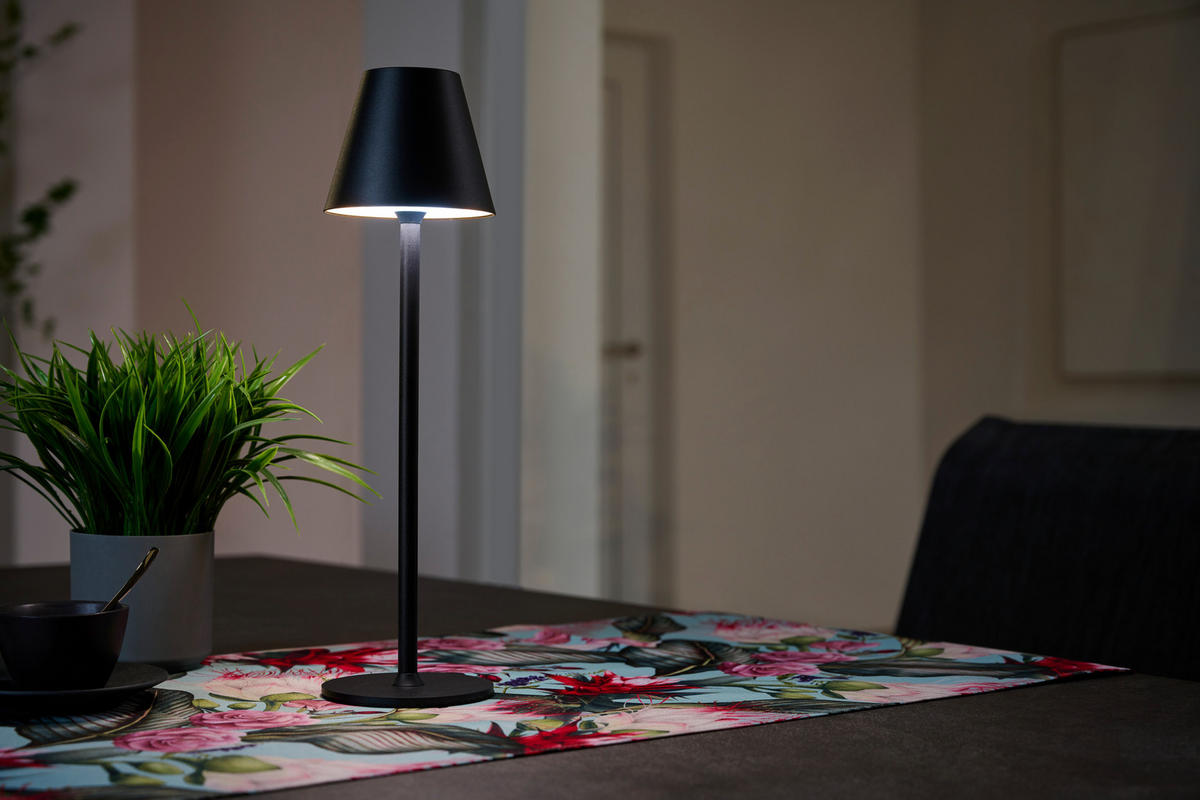 STOLNÍ LAMPA NA BATERIE 10/36 cm - bílá/černá, Konvenční, kov/plast (10/36cm) - Boxxx