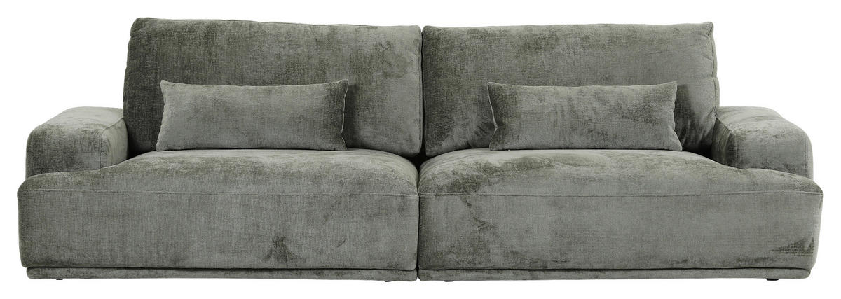 BIGSOFA in Chenille Grün  - Schwarz/Grün, Konventionell, Kunststoff/Textil (282/73/115cm) - MID.YOU