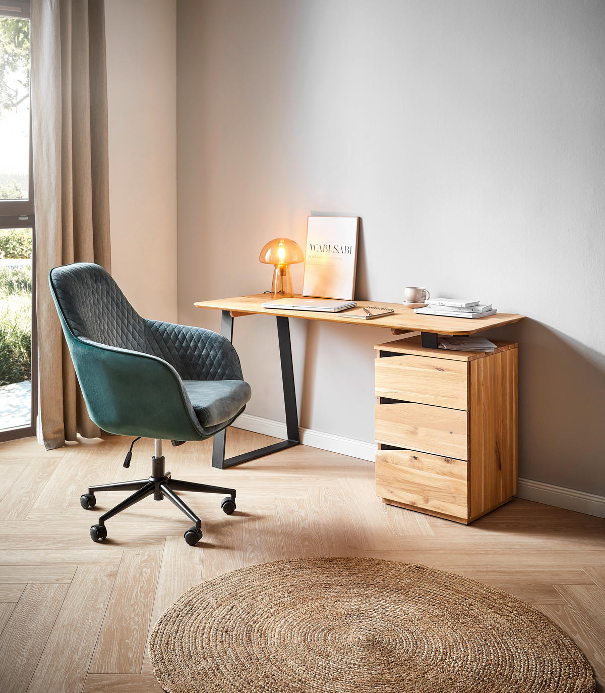 SCHREIBTISCH 140/65/75 cm  in Wildeiche  - Wildeiche/Schwarz, Natur, Holz/Metall (140/65/75cm) - Linea Natura