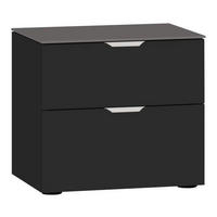 NACHTSCHRANK 45/42/43 cm  - Edelstahlfarben/Dunkelgrau, Design, Glas/Holzwerkstoff (45/42/43cm) - Jutzler