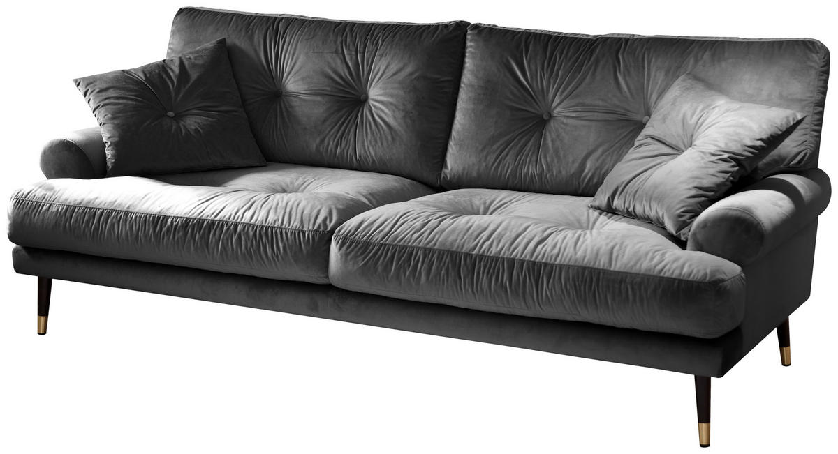 3-SITZER-SOFA TOKIO-3S SOFA Samt Anthrazit  - Anthrazit, MODERN, Textil (220/89/100cm) - MID.YOU