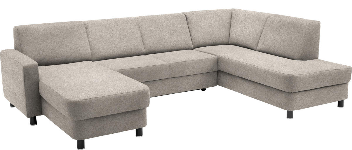 WOHNLANDSCHAFT in Webstoff Beige  - Beige/Schwarz, Design, Holz/Textil (165/296/198cm) - Xora