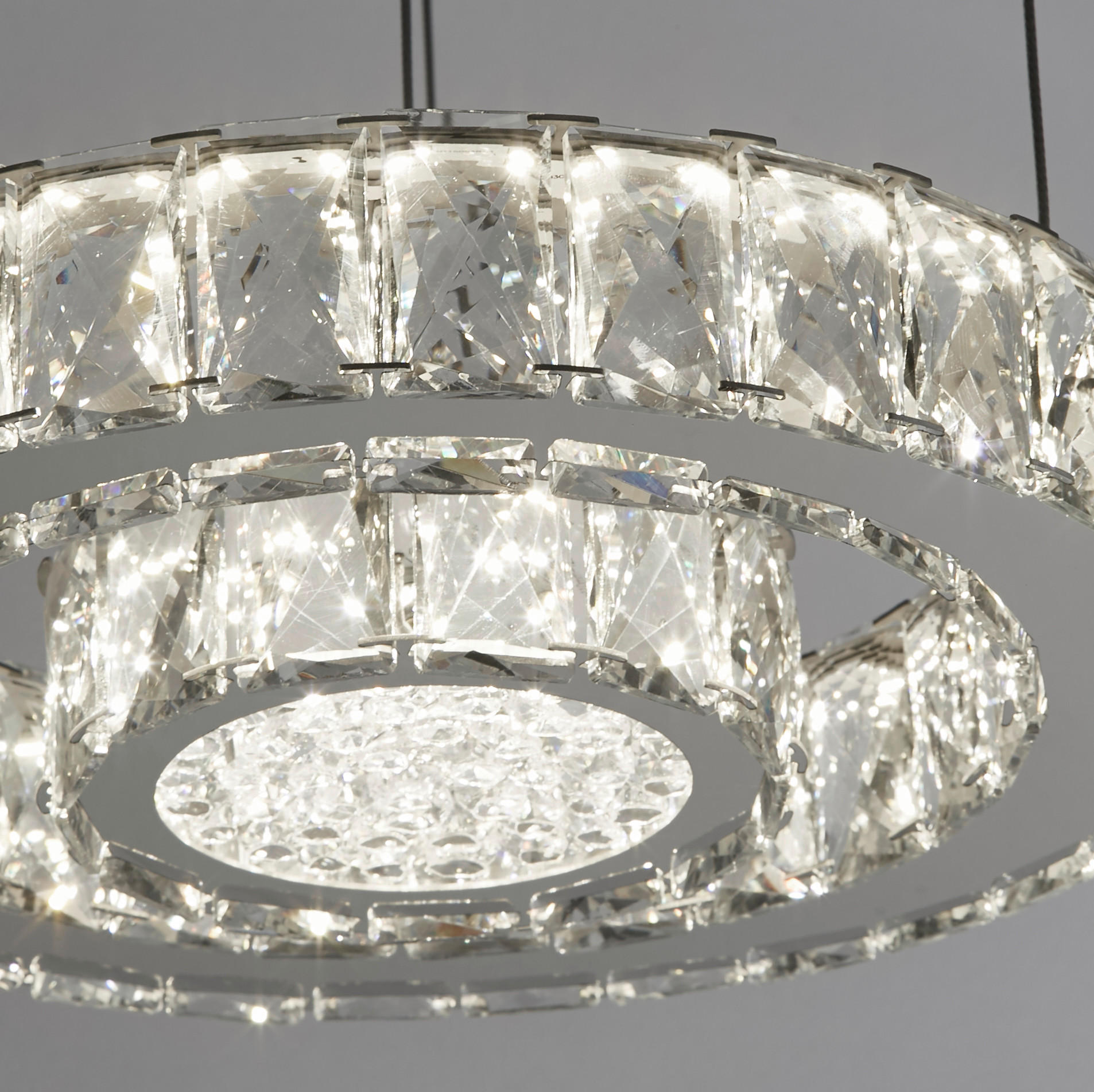 KRISTALL-HÄNGELEUCHTE 35/70 cm   - Chromfarben/Silberfarben, Design, Glas/Kunststoff (35/70cm)