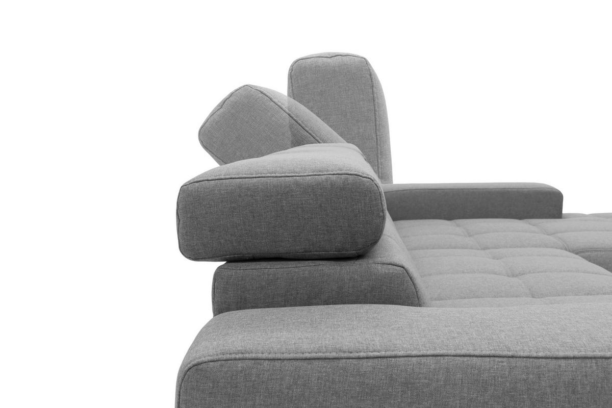 ECKSOFA in Webstoff Silberfarben  292/175 cm  - Silberfarben/Schwarz, Design, Textil/Metall (292/175cm) - MID.YOU