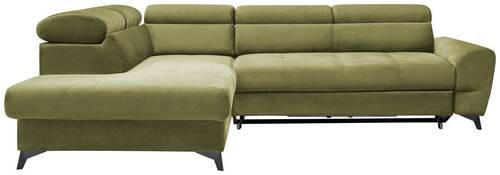 ECKSOFA Olivgrün Velours  - Schwarz/Olivgrün, MODERN, Textil/Metall (212/272cm) - MID.YOU