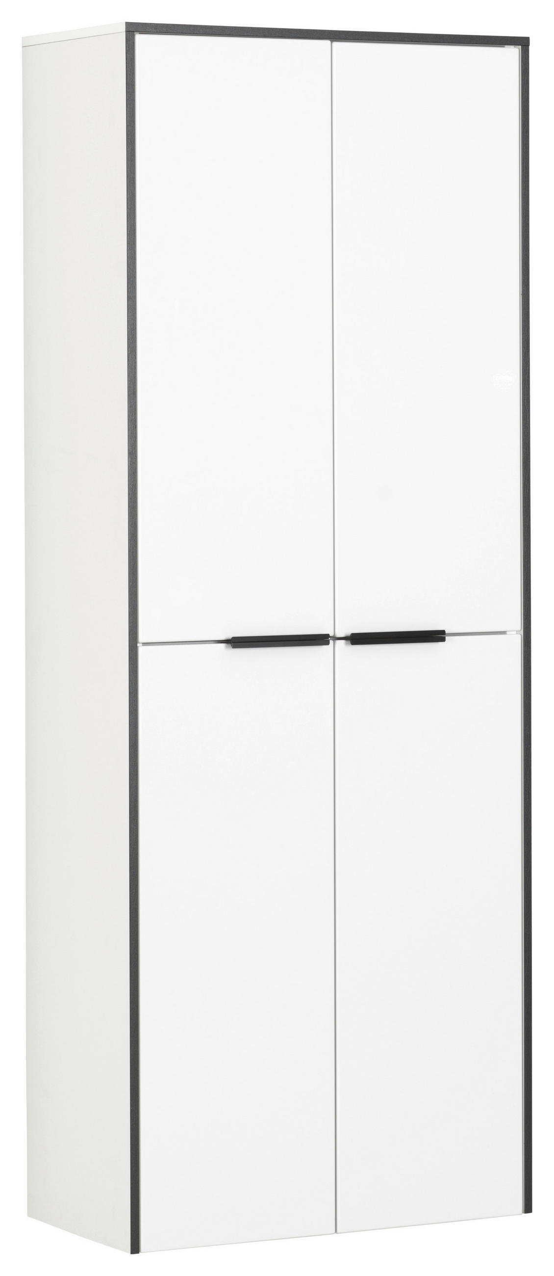 HOCHSCHRANK 62,8/163,3/32,0 cm  - Weiß Hochglanz/Schwarz, Basics, Glas/Holzwerkstoff (62,8/163,3/32,0cm) - Voleo