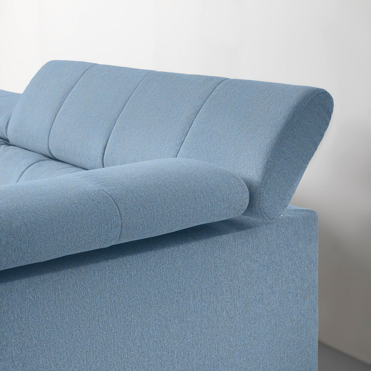 ECKSOFA Chenille Hellblau  - Schwarz/Hellblau, Modern, Textil/Metall (296/201cm) - Livetastic