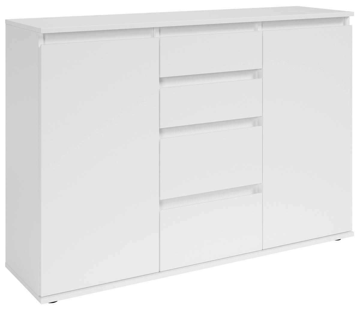 KOMODA, bela  - siva/bela, Design, umetna masa/leseni material (119/84/35cm) - Carryhome