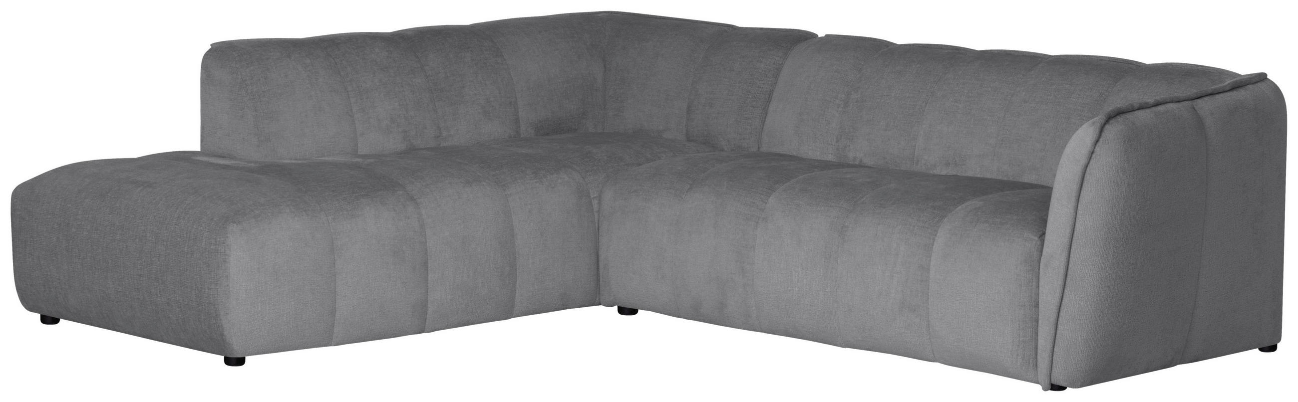 ECKSOFA LIVOLI in Chenille Hellgrau  218/260 cm  - Hellgrau/Schwarz, Design, Textil (218/260cm) - MID.YOU