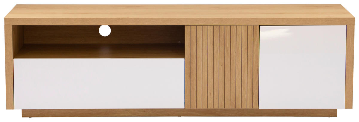 LOWBOARD  in 162/49/40 cm  - Weiß Hochglanz/Eichefarben, KONVENTIONELL, Holzwerkstoff (162/49/40cm) - Xora