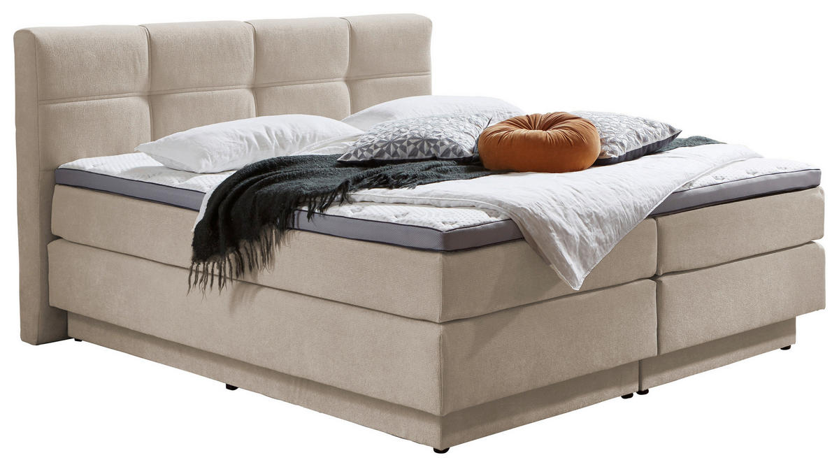 BOXSPRINGBETT 180/200 cm  in Naturfarben  - Schwarz/Naturfarben, KONVENTIONELL, Kunststoff/Textil (180/200cm) - Carryhome
