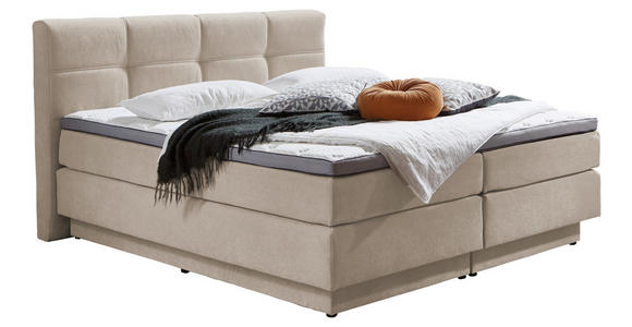 BOXSPRINGBETT 180/200 cm in Naturfarben - Schwarz/Naturfarben, KONVENTIONELL, Kunststoff/Textil (180/200cm) - Carryhome
