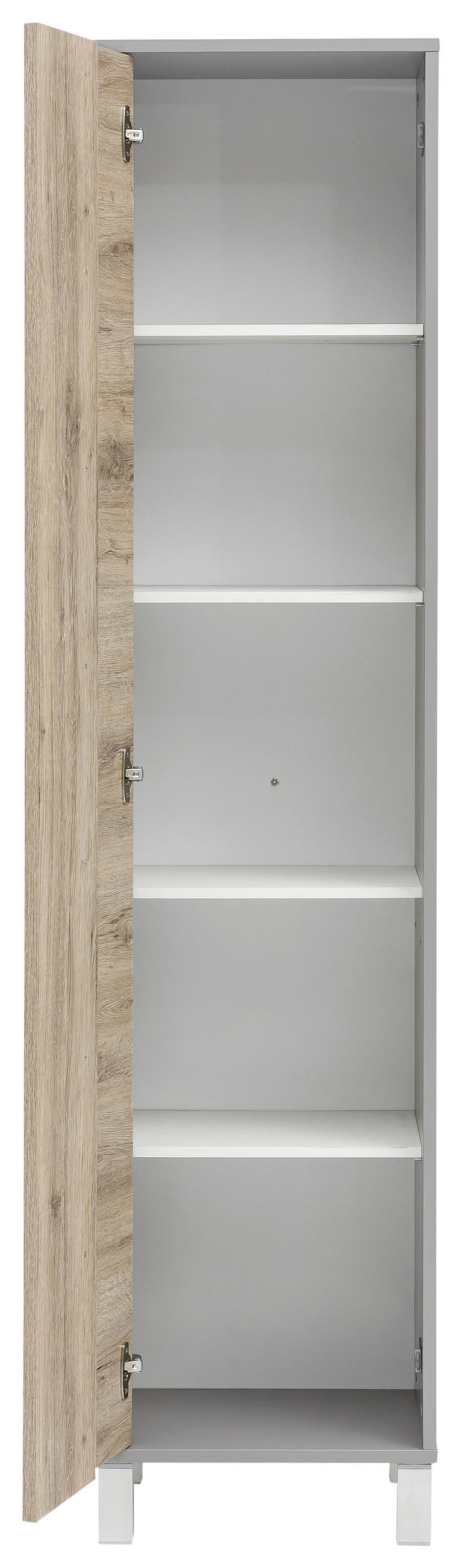 HOCHSCHRANK 40,5/179,5/33,5 cm  - Eichefarben/Silberfarben, KONVENTIONELL, Holzwerkstoff/Metall (40,5/179,5/33,5cm) - Stylife