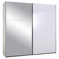 GARDEROB MED SKJUTDÖRRAR 218/210/59 cm,  i vit högglans, 2 dörrar  - vit/aluminiumfärg, Klassisk, metall/trämaterial (218/210/59cm) - Rauch Möbel