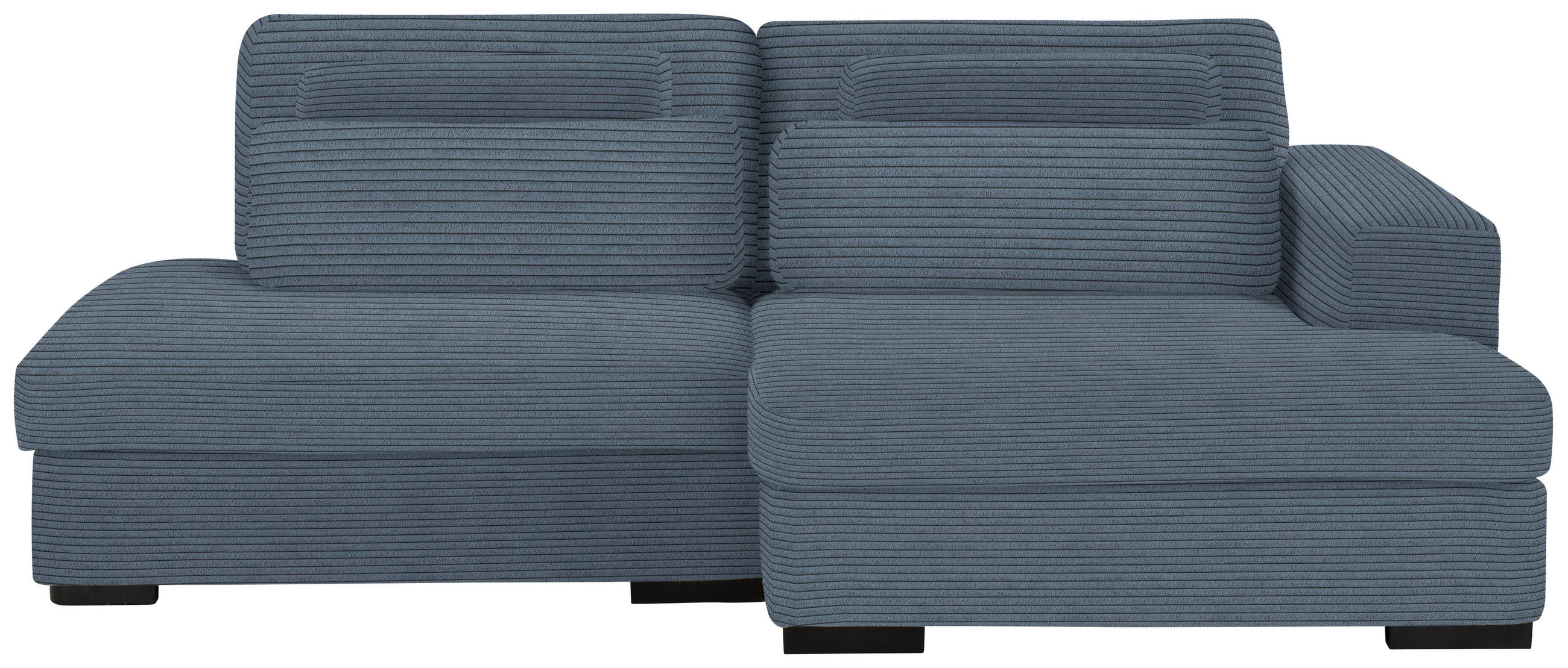 ECKSOFA in Cord, Velours Blaugrau  - Blaugrau/Schwarz, Design, Kunststoff/Textil (223/158cm) - Lomoco