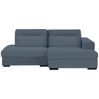 ECKSOFA in Cord, Velours Blaugrau  - Blaugrau/Schwarz, Design, Kunststoff/Textil (223/158cm) - Lomoco