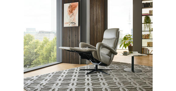 RELAXSESSEL in Leder Greige  - Greige/Schwarz, Design, Leder/Metall (76/110/86cm) - Dieter Knoll