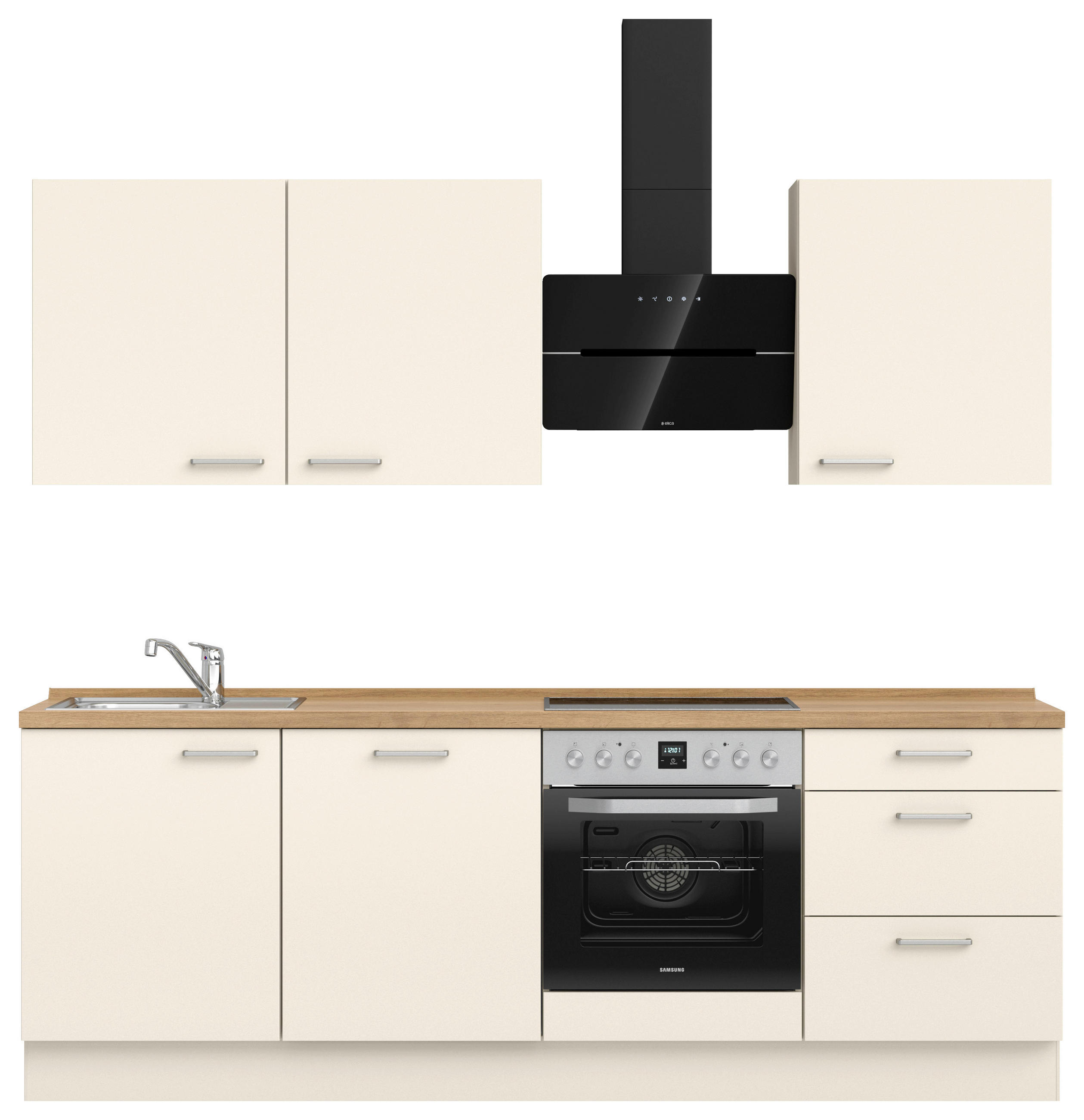KÜCHENLEERBLOCK 240 cm   in Eichefarben, Magnolie  - Edelstahlfarben/Eichefarben, MODERN, Holzwerkstoff/Metall (240cm) - Nobilia
