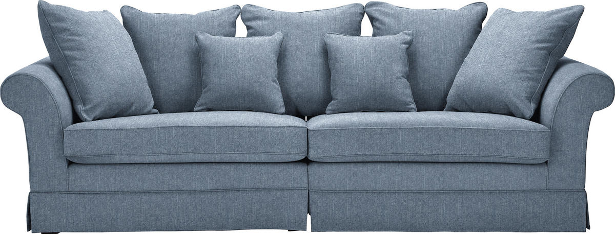 BIG SOFFA i flatväv blå  - blå/mörkbrun, Trend, trä/textil (264/70/111cm) - MID.YOU