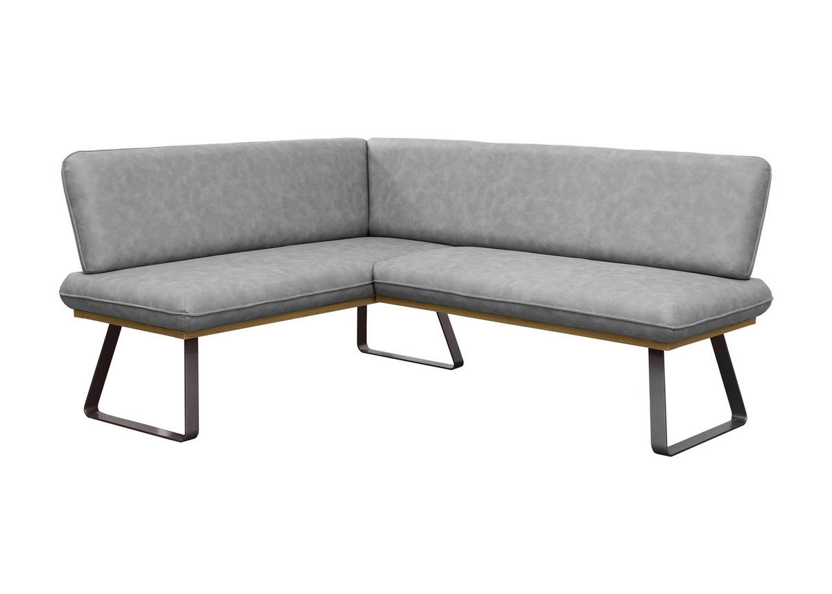 ECKBANK 170/200 cm Webstoff Grau Eiche   - Schwarz/Grau, MODERN, Textil/Metall (170/200cm) - Livetastic