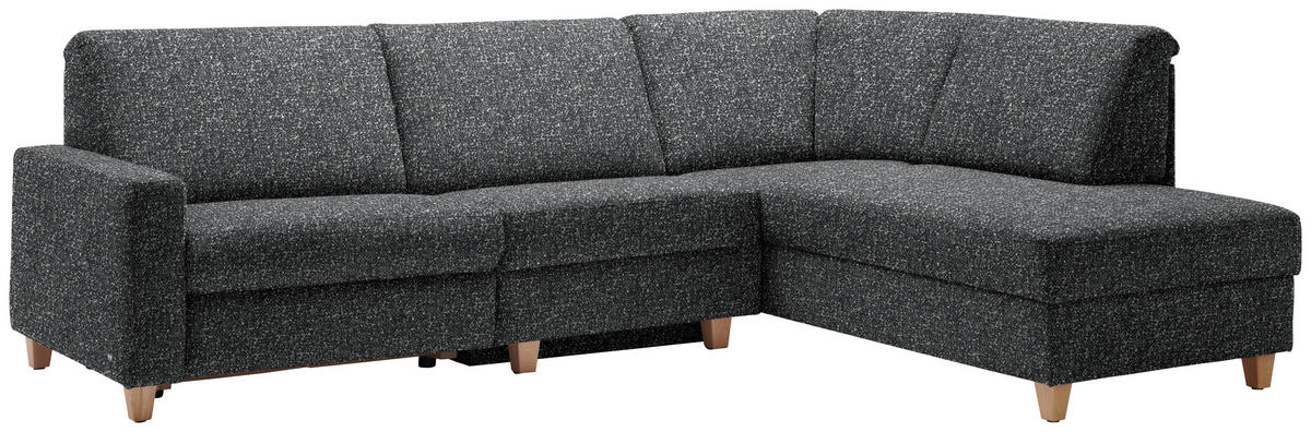 ECKSOFA  in Mikrovelours Anthrazit  261/203 cm  - Eichefarben/Anthrazit, KONVENTIONELL, Holz/Textil (261/203cm) - Sedda