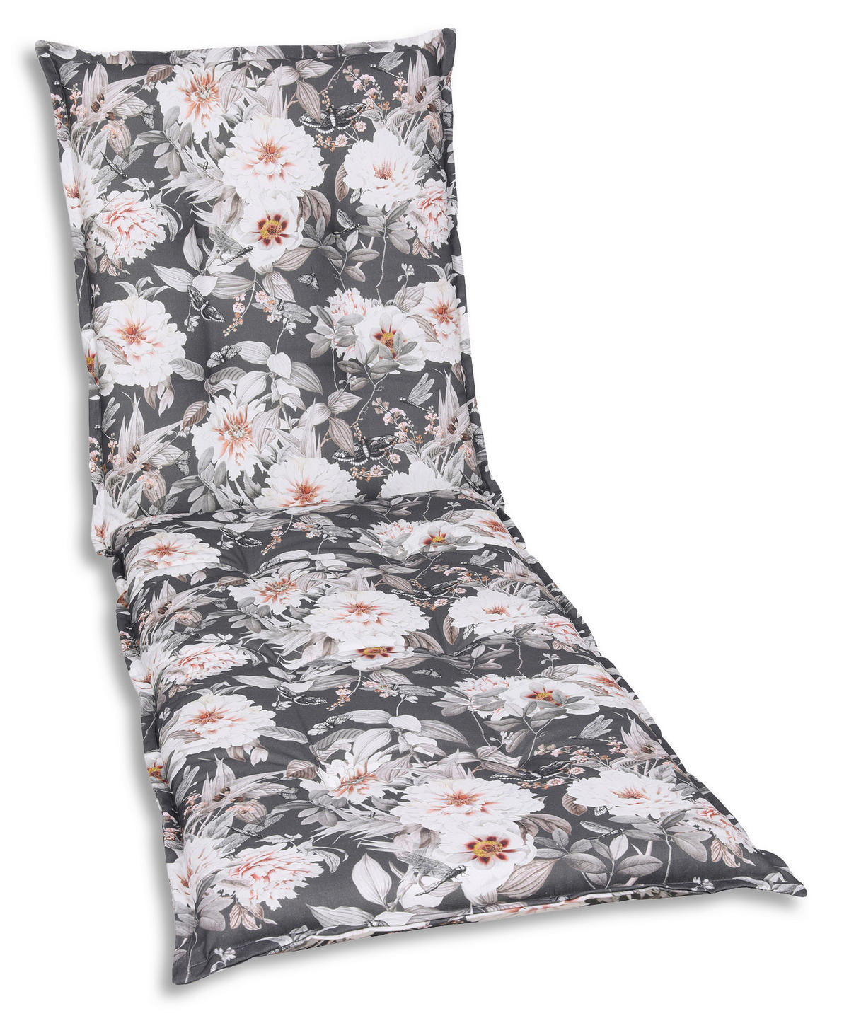 LIEGENAUFLAGE in Anthrazit, Grau, Weiß Blume  - Anthrazit/Weiß, Basics, Textil (60/9/190cm)