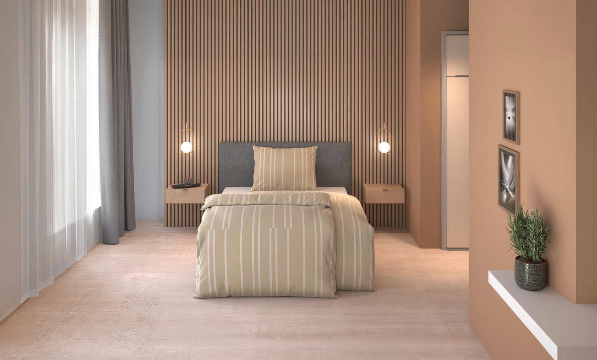 BETTWÄSCHE 2-teilig Satin 140/200 cm  - Beige, Textil (140/200cm) - Dieter Knoll