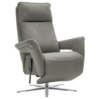 RELAXSESSEL in Leder Grau  - Edelstahlfarben/Grau, Design, Leder/Metall (79-83/116/87-176cm) - Valdera