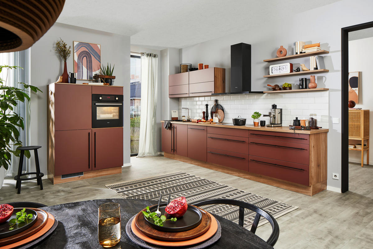 KUCHYNĚ NA MÍRU VE120 - červená, Basics, kompozitní dřevo - Venda