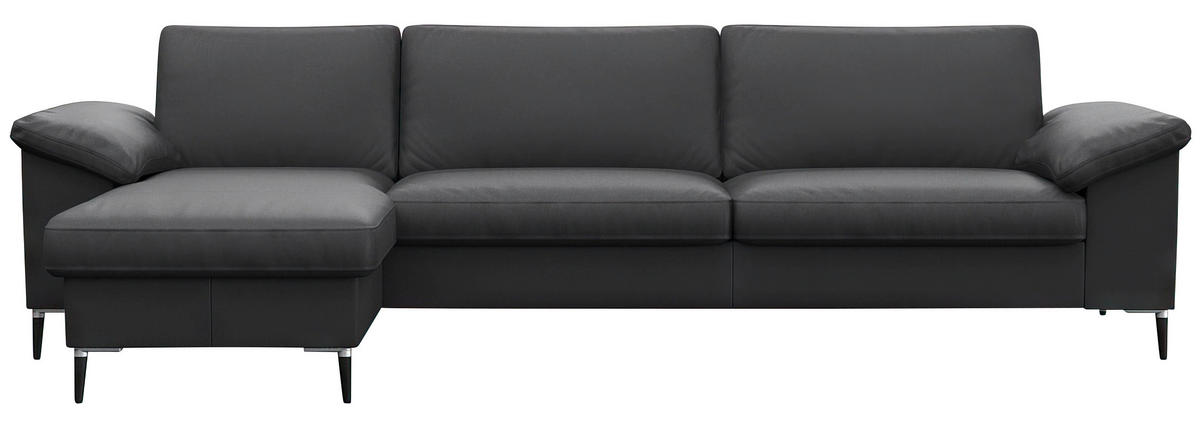 Freisteller von Livetastic ECKSOFA Schwarz Echtleder.