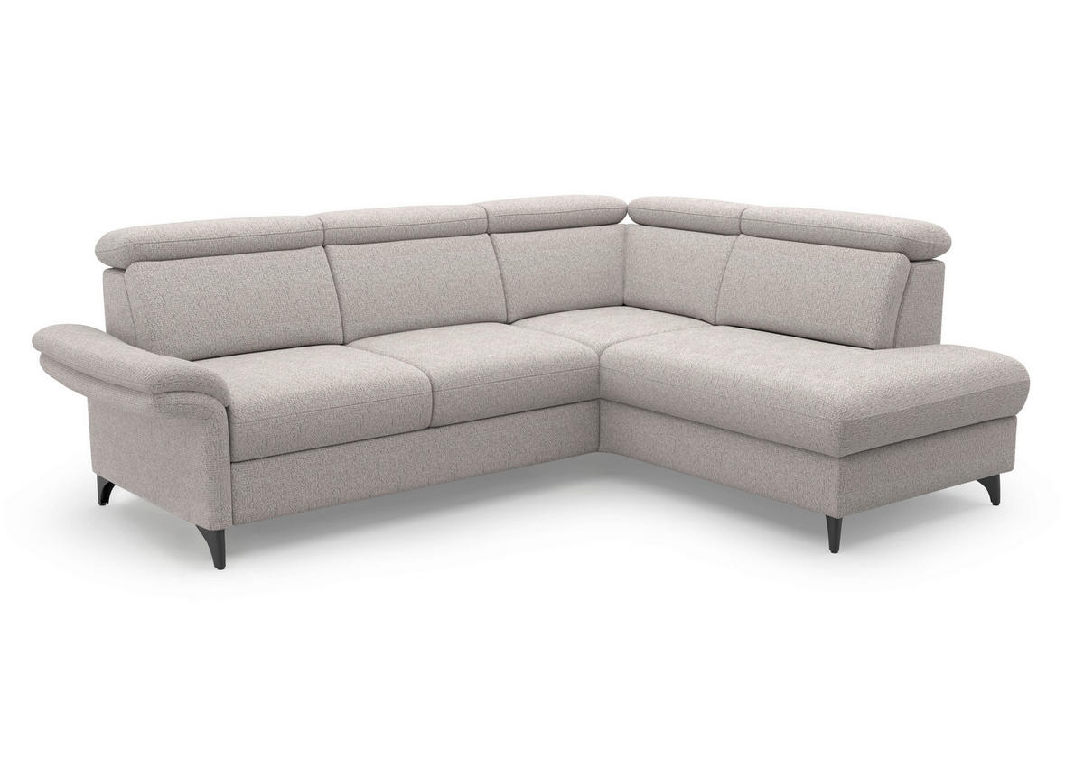 ECKSOFA GLENDALE E Silberfarben Chenille  - Silberfarben/Schwarz, KONVENTIONELL, Textil/Metall (247/193cm) - Sit & More