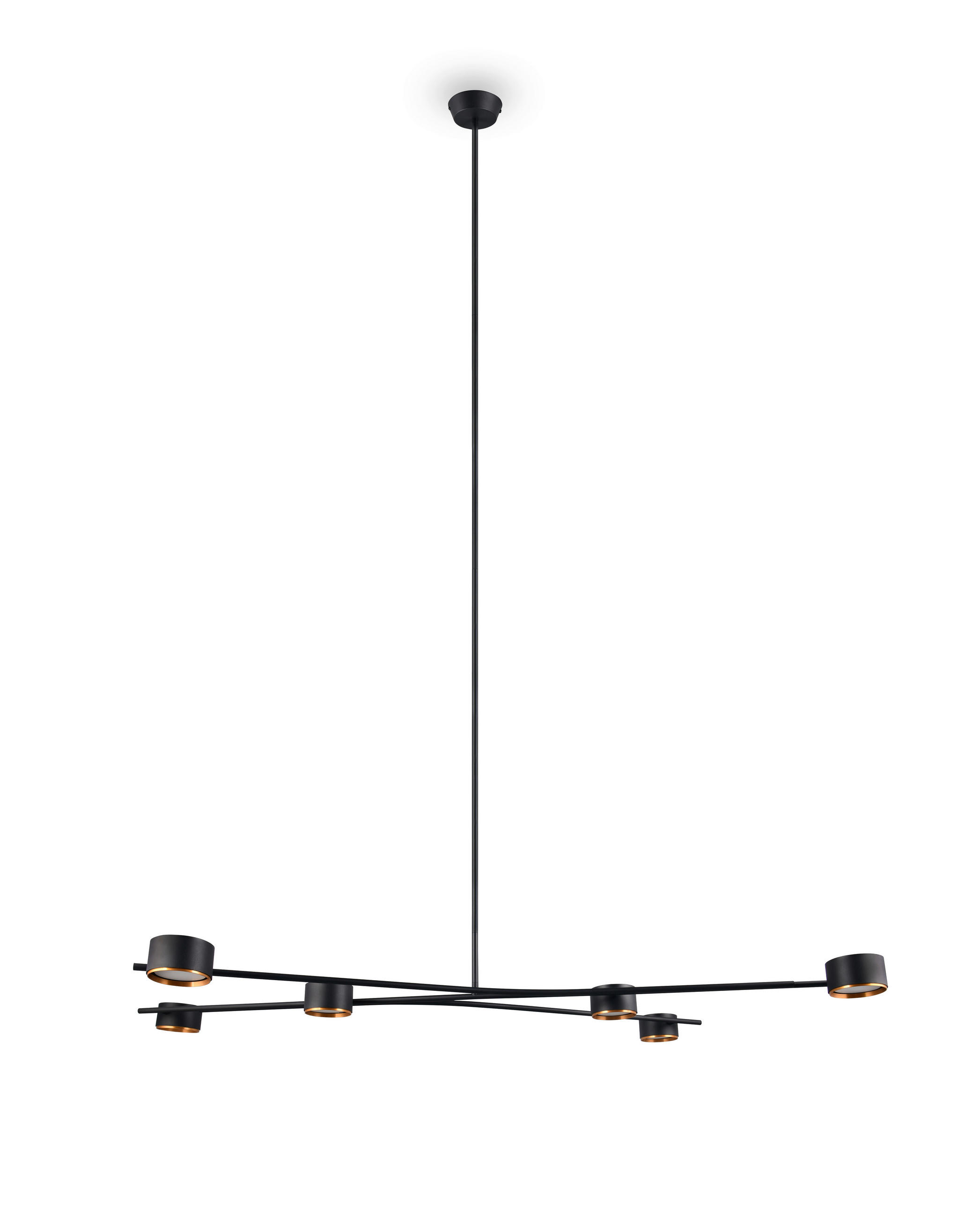 Trio Leuchten Hängeleuchte Coda Schwarz, Gold, Messing 82x180x143.5 cm