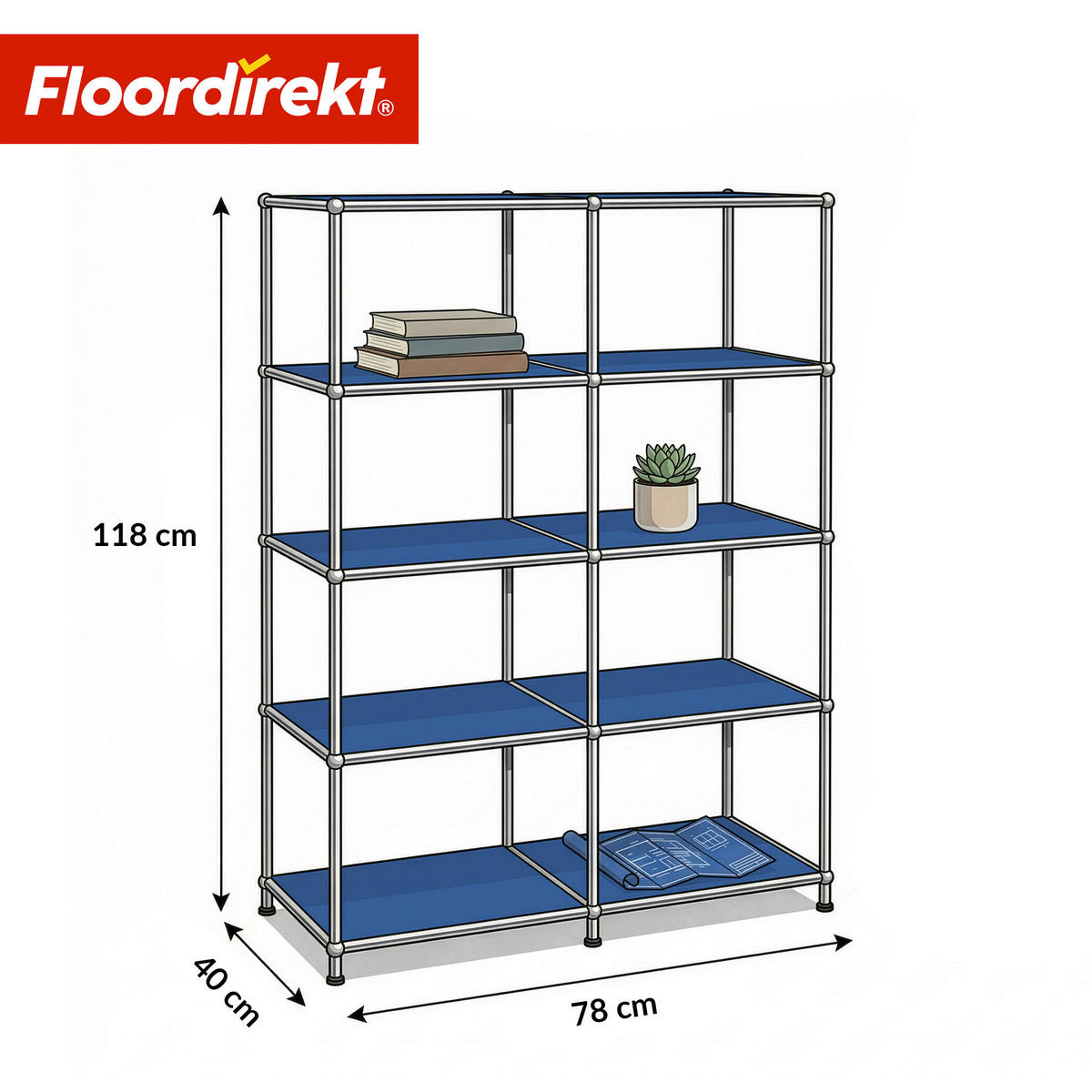 STANDREGAL Blau  - Blau, Basics, Metall (78/118/40cm) - Floordirekt