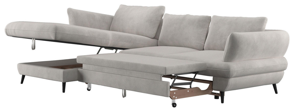 ECKSOFA in Velours Naturfarben  - Schwarz/Naturfarben, Design, Textil/Metall (181/281cm) - Livetastic