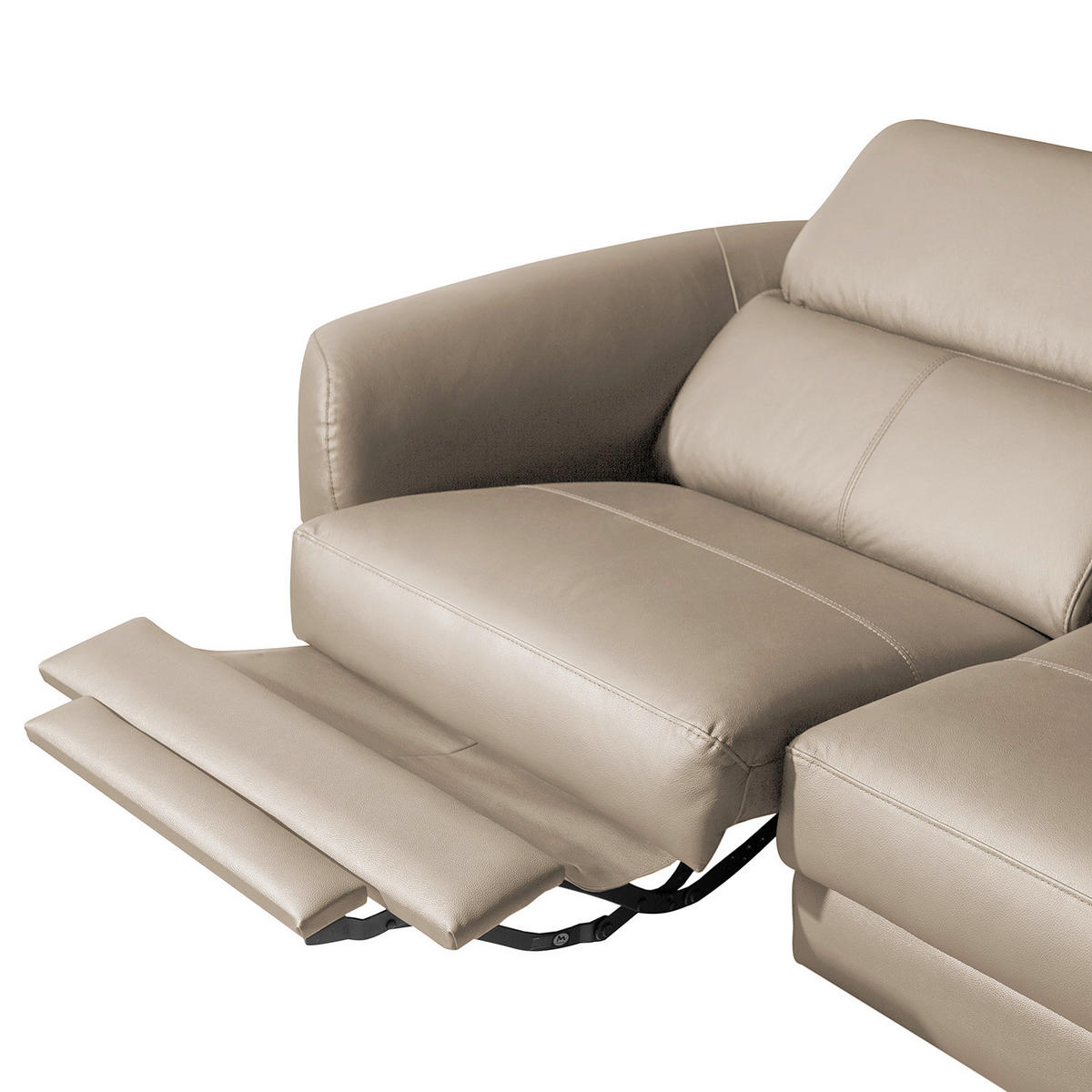 ECKSOFA Hellgrau Echtleder Lederlook  - Hellgrau/Schwarz, Design, Leder/Textil (261/183cm) - Livetastic