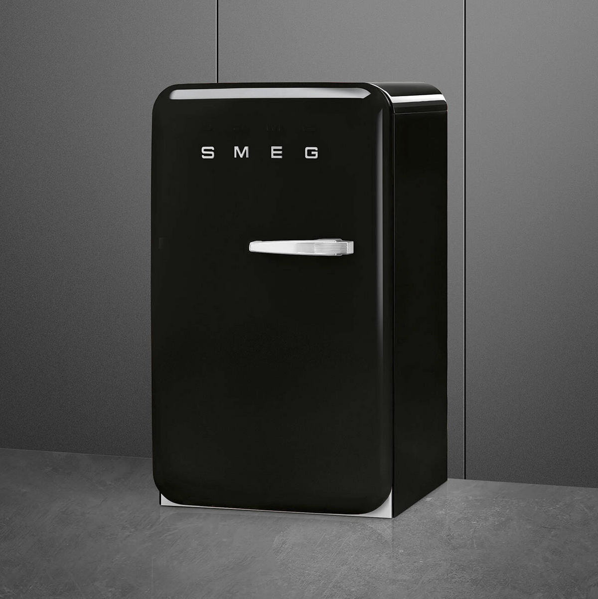 KÜHLSCHRANK 54.5/97.0/70.1 cm  - Schwarz Hochglanz, Trend, Metall (54.5/97.0/70.1cm) - SMEG