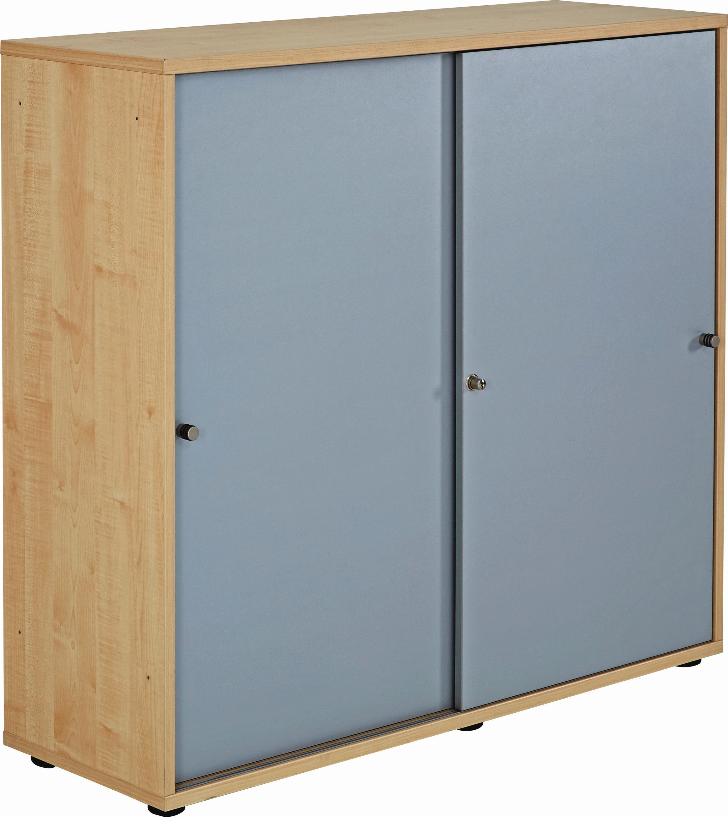 AKTENSCHRANK Silberfarben, Ahornfarben  - Silberfarben/Ahornfarben, KONVENTIONELL, Holzwerkstoff (120/110/40cm) - Venda