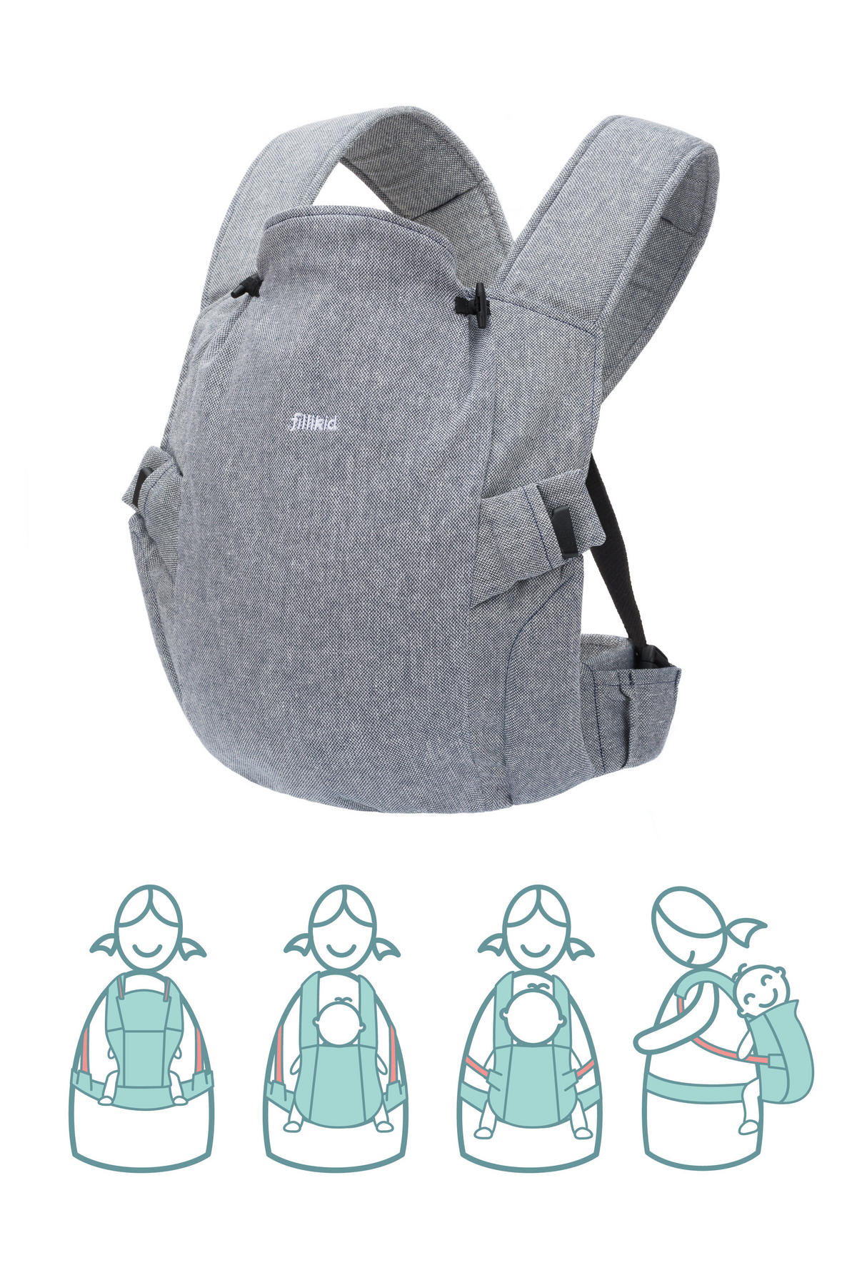 BABYTRAGE Natural  - Grau, Basics, Textil (37/34cm) - Fillikid